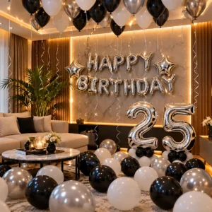 birthday hall balloon setup