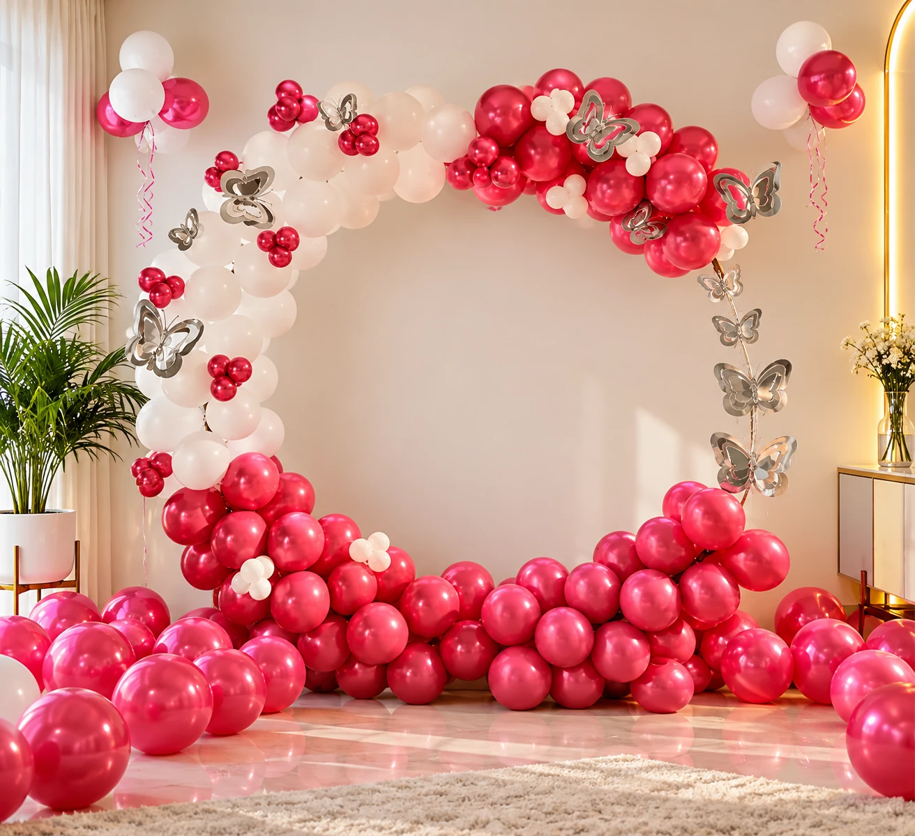 red & white butterfly balloon arch decoration same day decorator red & white butterfly balloon arch decoration same day decorator
