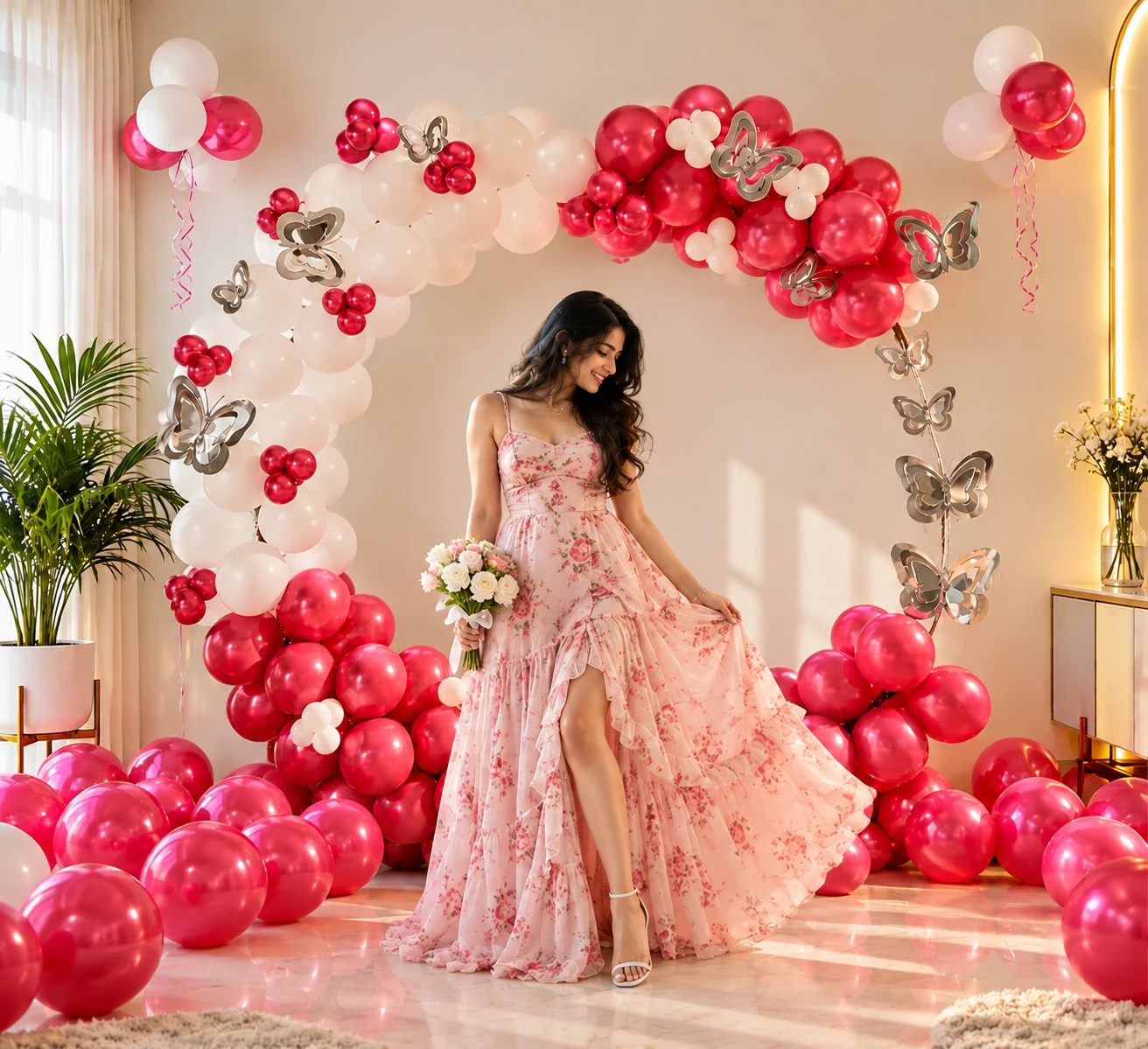 red & white butterfly balloon arch decoration red & white butterfly balloon arch decoration